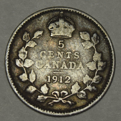 1912 Canadian 5 Cents Extremely Fine