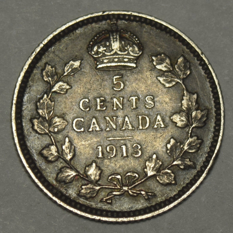 1913 Canadian 5 Cents Extremely Fine