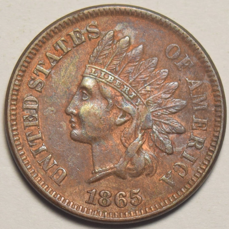 1865 Fancy 5 Indian Cent . . . . Choice About Uncirculated