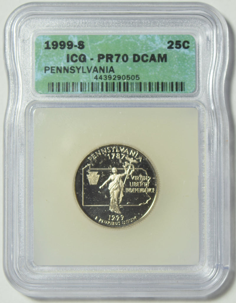 1999-S Pennsylvania State Quarter . . . . ICG PR-70 DCAM