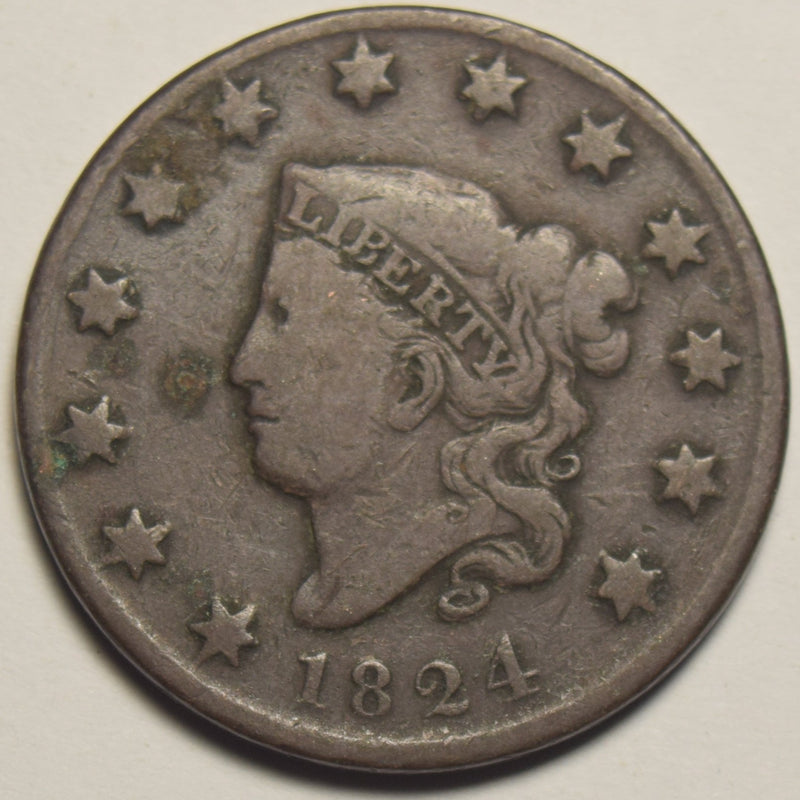 1824 Coronet Head Large Cent . . . . Fine