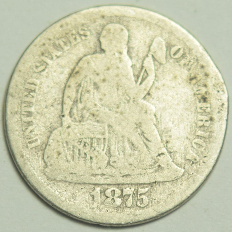 1875-S Below Bow Seated Liberty Dime . . . . Good rim damage