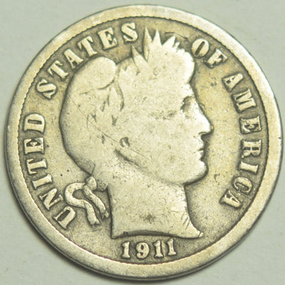 1911 Barber Dime Very Good