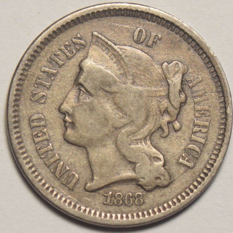 1868 Nickel Three Cent Piece . . . . VF/XF