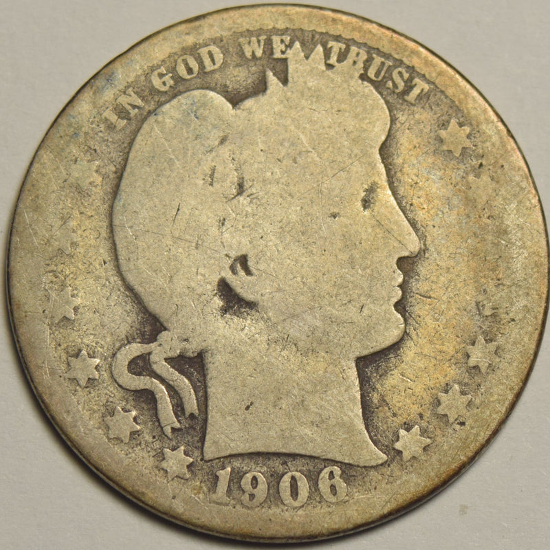 1906 Barber Quarter . . . . About Good