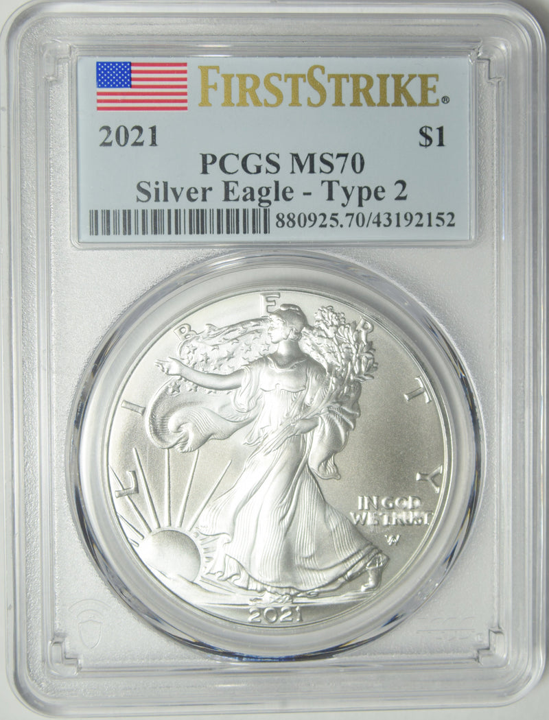 2021 Type 2 Silver Eagle . . . . PCGS MS-70 First Strike