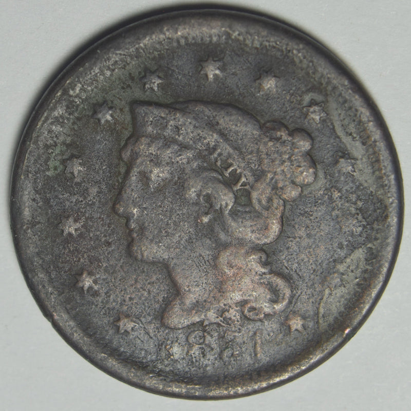 1851 Braided Hair Large Cent . . . . VG corroded