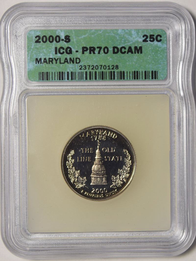 2000-S Maryland State Quarter . . . . ICG PR-70 DCAM