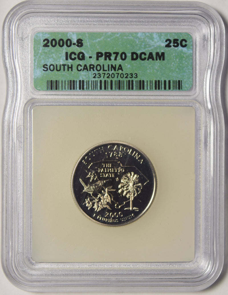 2000-S South Carolina State Quarter . . . . ICG PR-70 DCAM