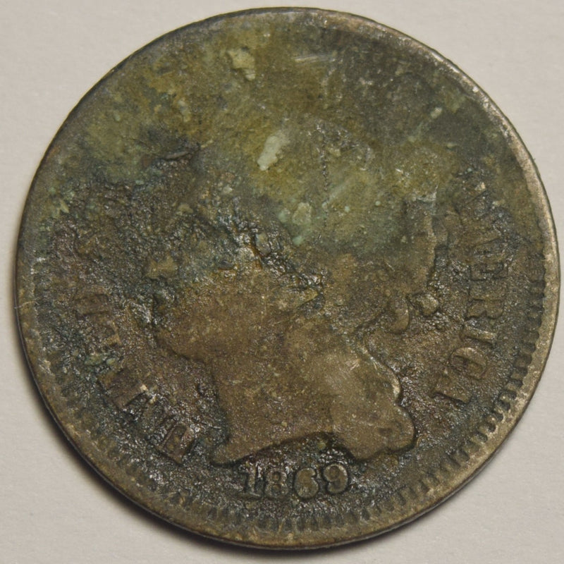 1869 Nickel Three Cent Piece . . . . Poor badly corroded