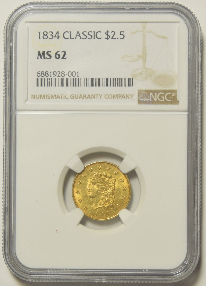 1834 $2.50 Classic Gold . . . . NGC MS-62