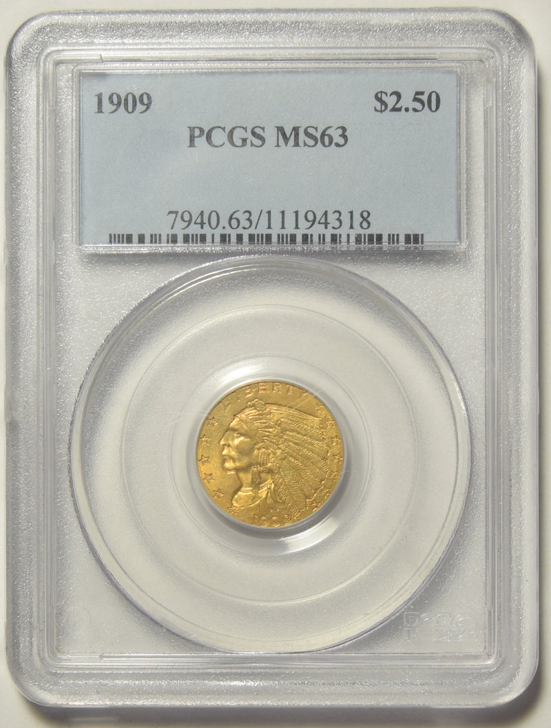 1909 $2.50 Indian Gold . . . . PCGS MS-63