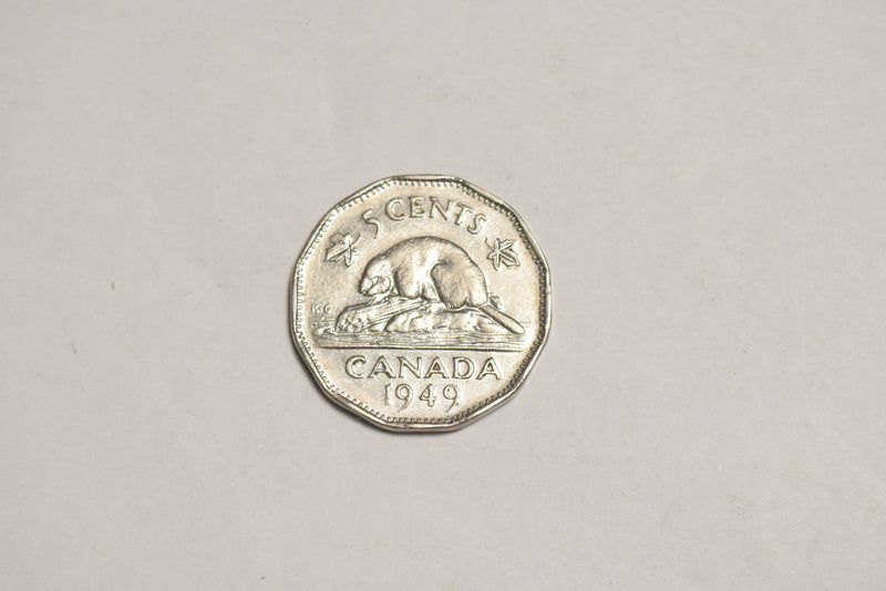 1949 Canadian 5 Cents Choice About Uncirculated