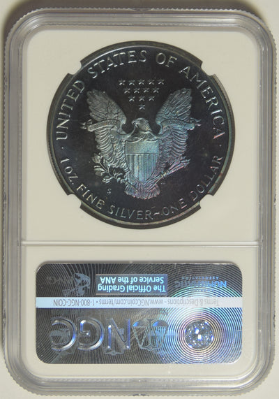 1987-S Silver Eagle . . . . NGC Proof Details artificial toning