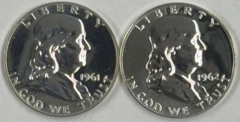 1961 and 1962 Proof Franklin Half Pair . . . . Gem Brilliant Proof