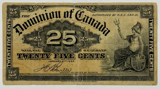 1900 25 Cent Canadian Note . . . . Fine