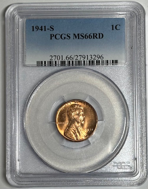 1941-S Lincoln Cent PCGS MS-66 RD