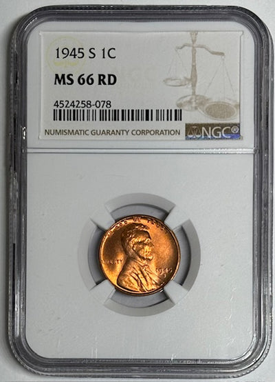 1945-S Lincoln Cent NGC MS-66 RD