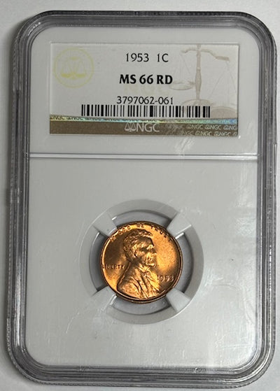 1953 Lincoln Cent NGC MS-66 RD