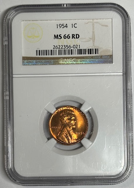 1954 Lincoln Cent NGC MS-66 RD