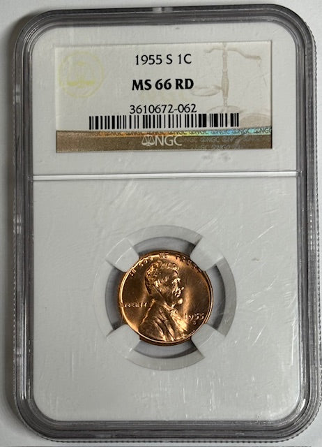 1955-S Lincoln Cent NGC MS-66 Rd