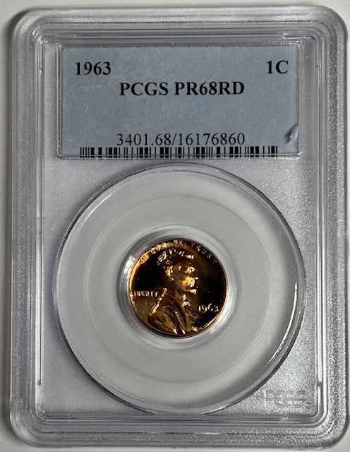 1963 Lincoln Cent . . . . PCGS PR-68 RD