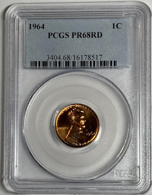 1964 Lincoln Cent PCGS PR-68 RD