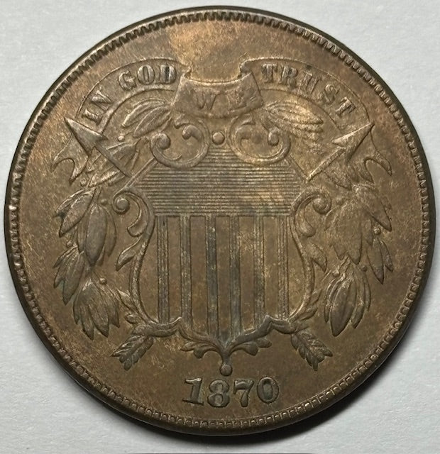 1870 Two Cent Piece . . . . Choice Uncirculated Brown