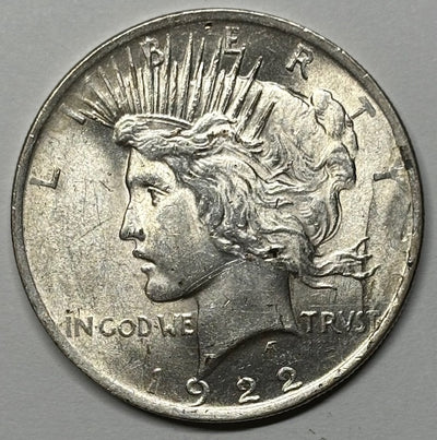 1922 Peace Dollar Select BU strike through