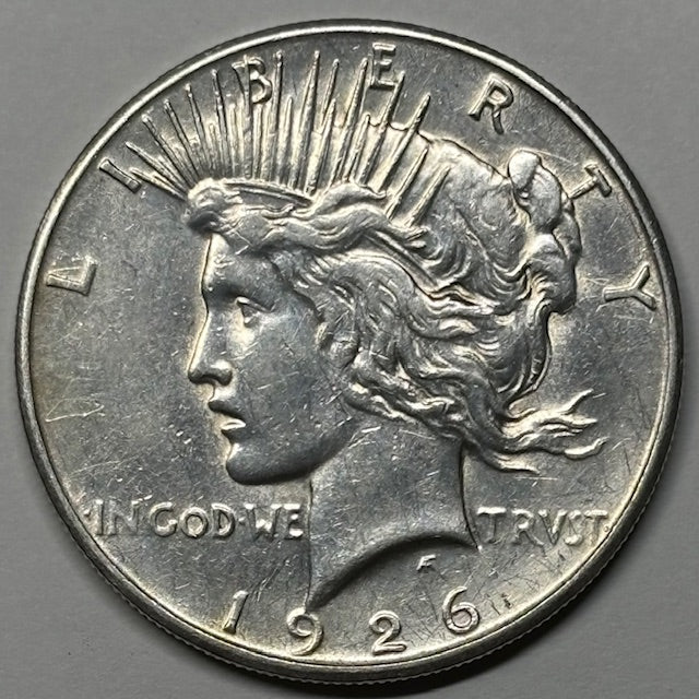 1926-S Peace Dollar AU cleaned