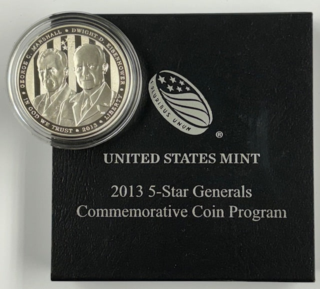 2013-P 5-Star Generals Silver Dollar . . . . Gem Brilliant Proof in original U.S. Mint Box