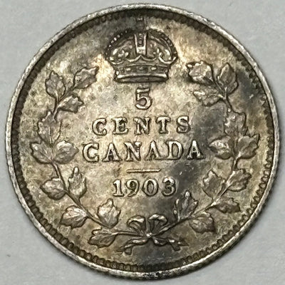 1903 Canadian 5 Cents VF/XF