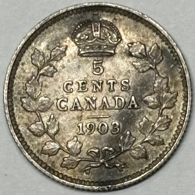 1903 Canadian 5 Cents VF/XF