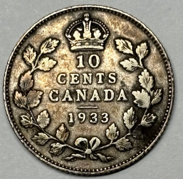 1933 Canadian 10 Cents Very Fine