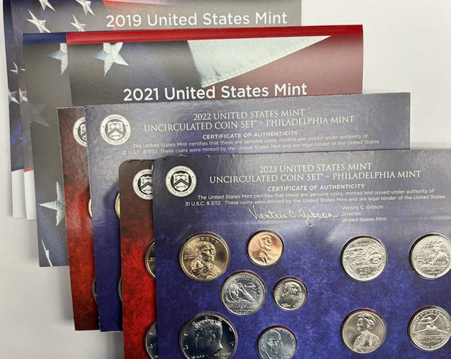 All 4 2019, 2021, 2022, 2023 Mint Sets . . . . Choice Brilliant Uncirculated