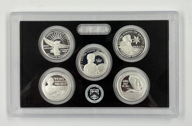 2022-S Silver Famous Women 5-coin Quarter Proof Set . . . . Superb Brilliant Proof Silver