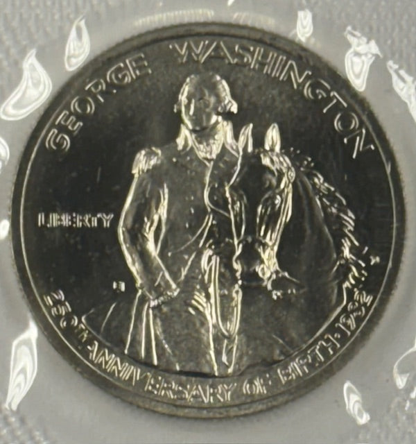 1982-D George Washington 250th Anniversary Silver Half Gem BU in plastic sleeve