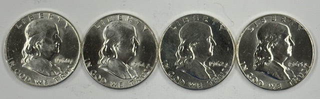 All 4 1960-P to 1963-P Franklin Halves . . . . Brilliant Uncirculated