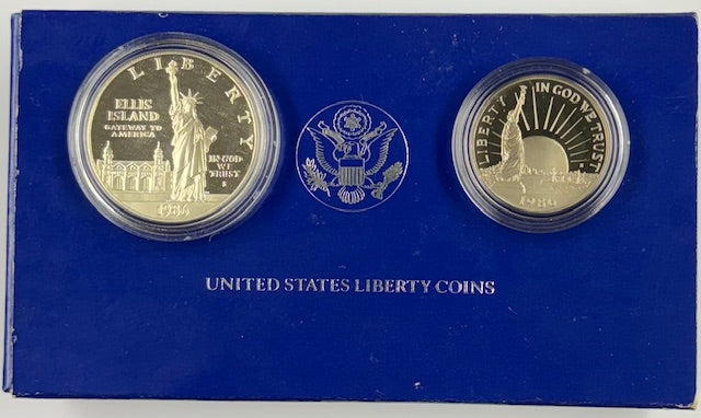 1986-S Statue of Liberty Centennial Silver Dollar and half Dollar set .... Gem Proof