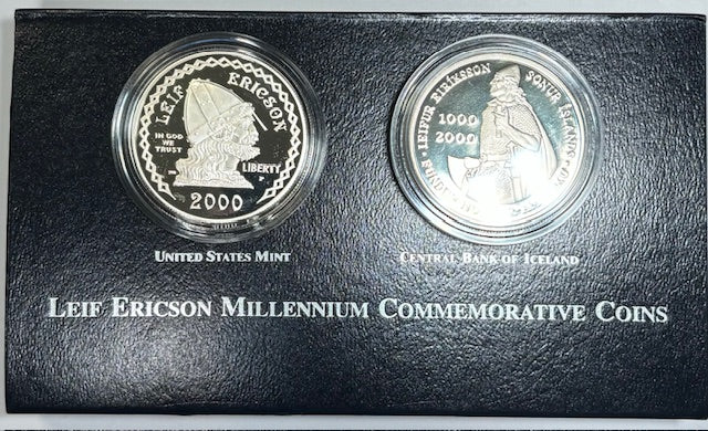 2000  Leif Ericson Millennium  Two-Piece Dollar Set ... Gem Proof