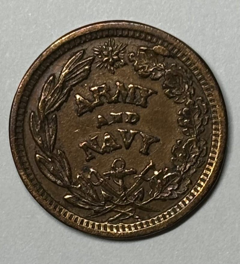 1863 Army and Navy Civil War Token . . . . AU cleaned