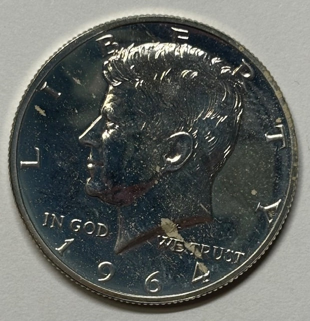 1964 Accented Hair Kennedy Half Proof Spots