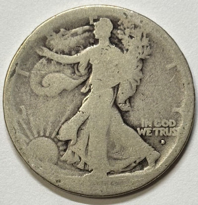 1916-D Obverse Walking Liberty Half About Good