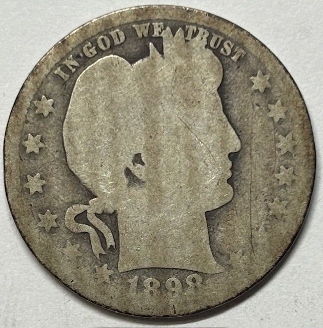 1898-O Barber Quarter About Good