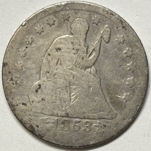 1853-O Arrows/Rays Seated Liberty Quarter . . . . Good