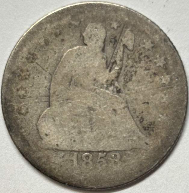 1853-O Arrows/Rays Seated Liberty Quarter . . . . Poor