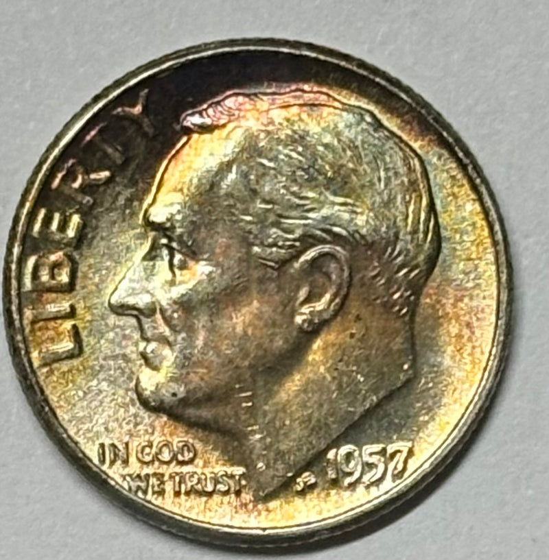 1957 Roosevelt Dime . . . . Gem BU Color!