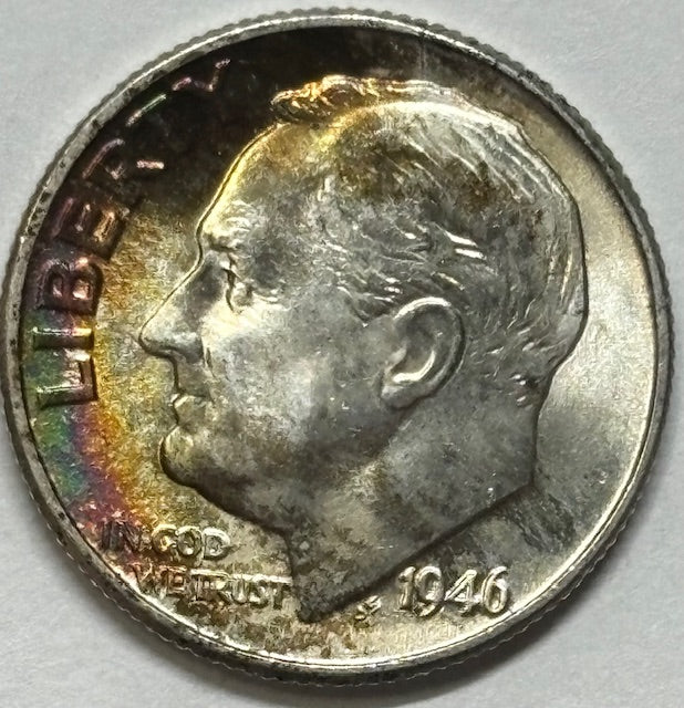 1946 Roosevelt Dime . . . . Choice Uncirculated Toned