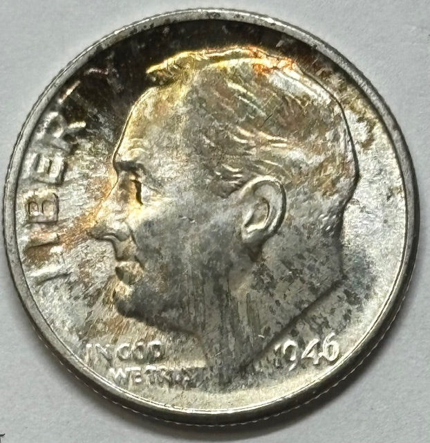 1946-D Roosevelt Dime . . . . Choice Uncirculated Color!