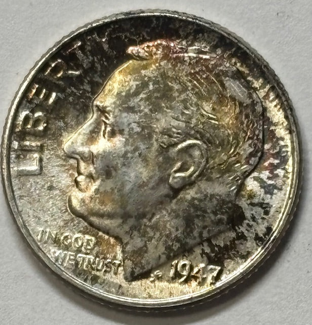 1947-D Roosevelt Dime . . . . Choice Uncirculated Color!